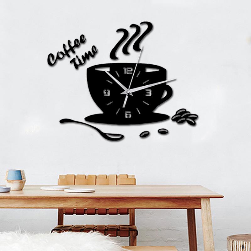 Nordic Silent Wall Clock – Creative Acrylic DIY Coffee Cup Design for Living Rooms