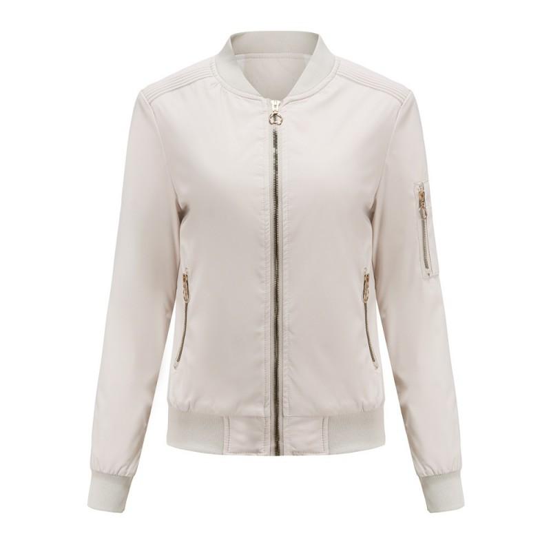 Womens Casual Lightweight Padded Jacket Winter Stand Collar Zip Front Solid Color Streetwear