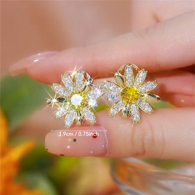2023 Elegant Daisy Zircon Earrings - High-End Fashion for Women