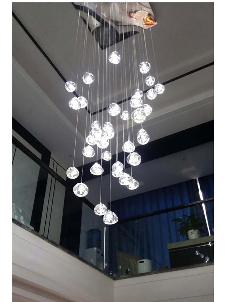 Modern American Cherry Crystal LED Chandelier for Staircase or Restaurant