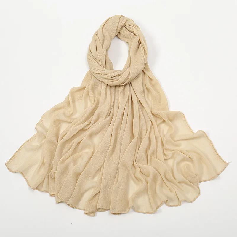 2024 Soft Rayon Cotton Muslim Hijabs for Women Scarf Plain Shawls Femme Musulman Viscose Rayon Headscarf Islamic Turban Headband