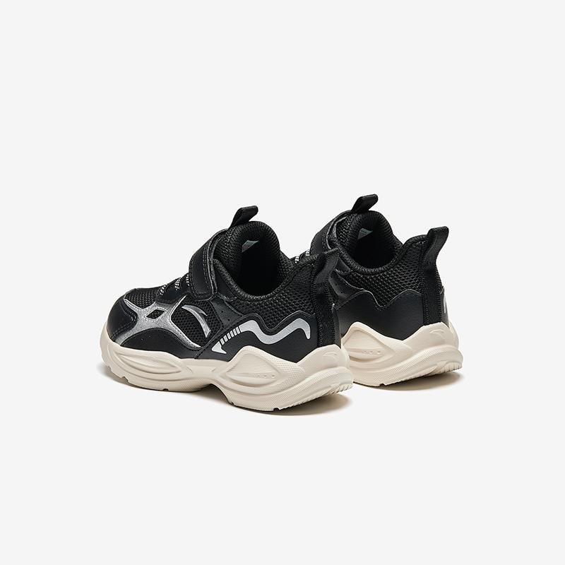 Anta Fashionable Versatile Comfortable Lightweight Shock Absorbing Low Top Kids Running Shoes Kids sneaker Black Silver A12449977-2