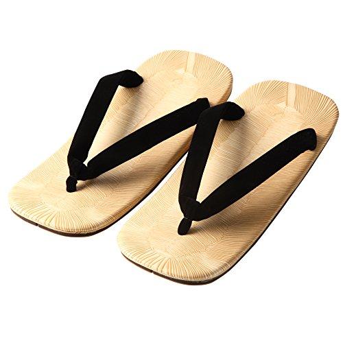 

Edoten Geta Sandals, Large Size, Made in Japan, Tatami, Double-Core, Black Straps, 30cm