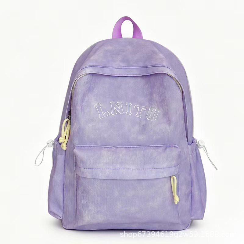 Schoolbag Fresh Embroidery Alphabet Backpack College Student Large Capacity Load Reduction Ridge Protection School Bag Middle School Mori Versatile