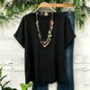 Women's Casual Solid Color V Neck Short Sleeve Top Lightweight Breathable Linen Cotton Blend Shirt for Daily Wear