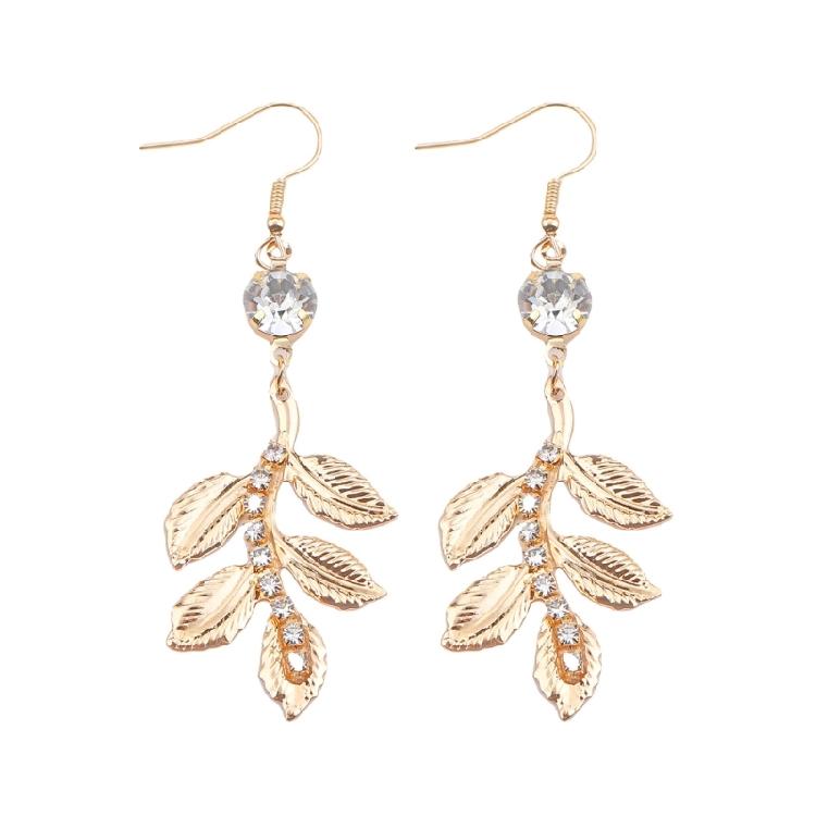 Baroque Inspired Crystal Metal Earrings Elegant Evening Accessory Elegant Hanging Leaf Shaped Jewelry Accessories 1