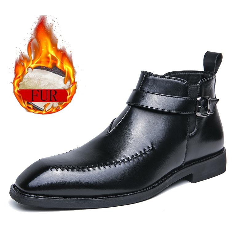 Men Winter Boots Ankle Leather Casual Comfortable Wear For Daily Use Durable Material With Good Quality 44 9240₽