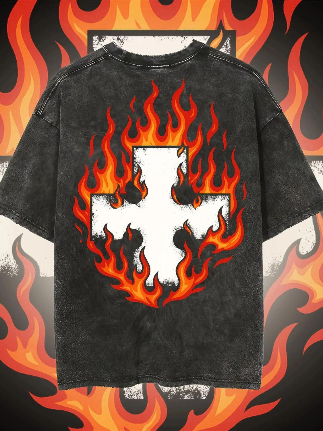 

Аниме Футболка Fire Force Футболки из стираного хлопка Винтажная хип-хоп футболка Мужская летняя уличная одежда Мужская женская Топы Одежда 3XL