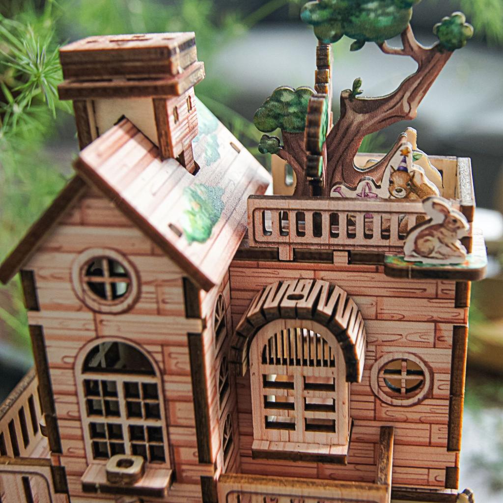 DIY 3D Wooden Puzzle Tree House Music Box Miniature Model Kits Assembly Jigsaw Puzzles for Friends Birthday Gifts