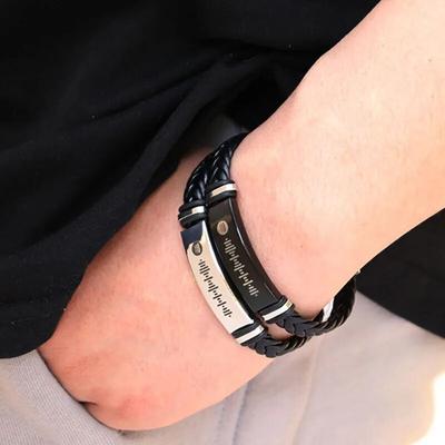 Bracciale Personalizzato con Codice Spotify Canzone Preferita Acciaio Inossidabile Pelle Insegnante di Musica Coppia Regalo Amante della Musica