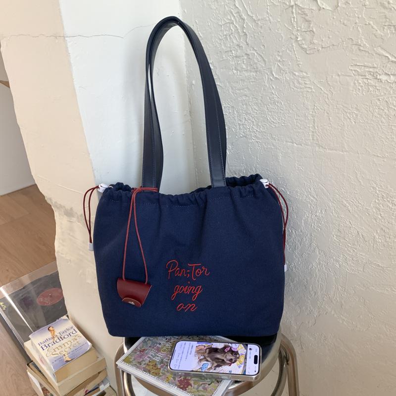 

2025 new canvas bag, women s small fresh shoulder handbag, casual large-capacity class commuter tote bag синій