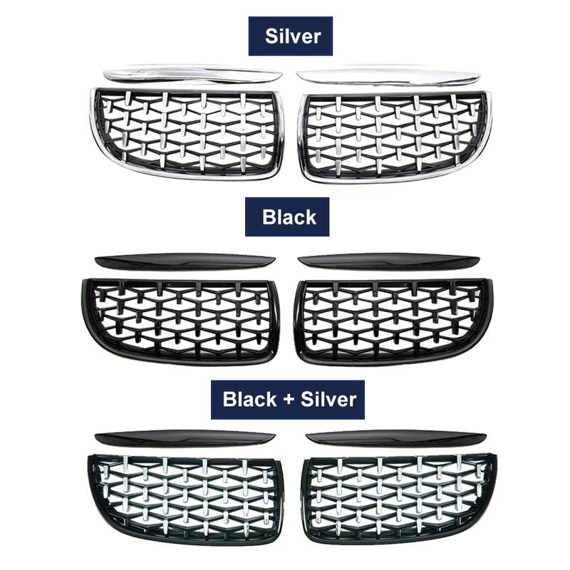 Car Diamond Kidney Grille For Bmw 3 Series E90 E91  325I 328I 335I 2005-2008 Meteor Style Front Grilles Car Repaclement Parts
