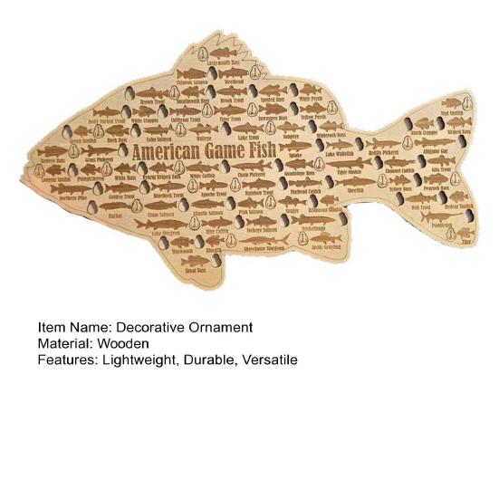 Fishing Logo Decor Handcrafted Wooden Artwork Decorative Desktop Ornament Gift for Fishing Enthusiasts Home Office Decoration