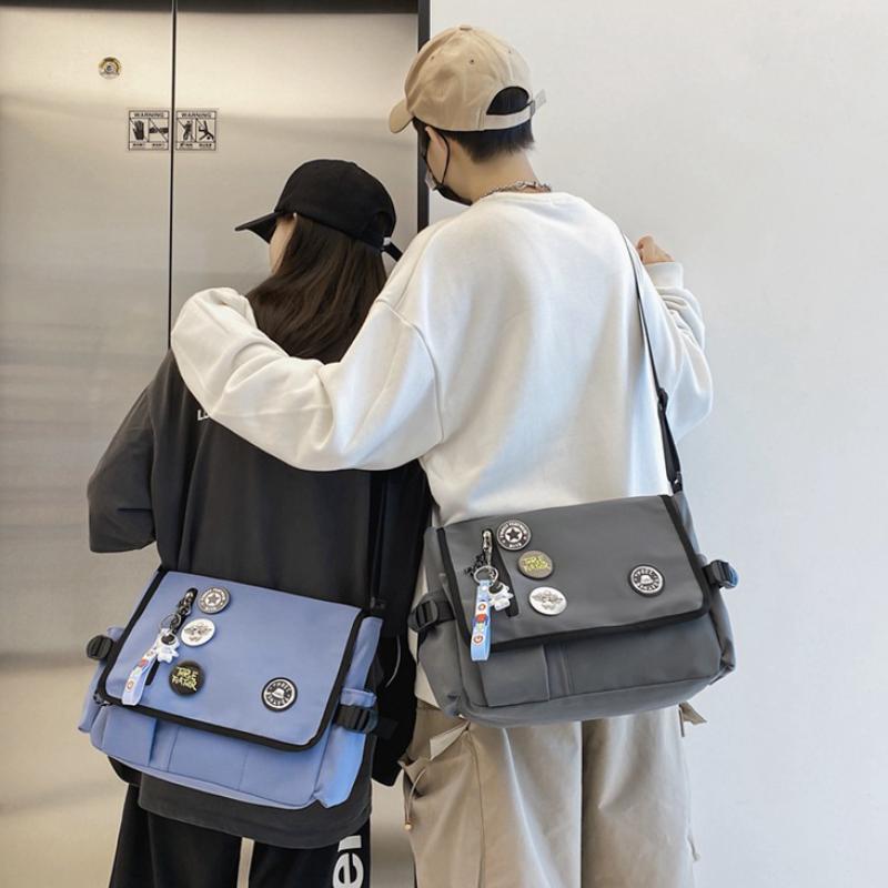 Trendige Nylon-Crossbody-Tasche für Herren, große Kapazität, japanischer Stil, Messenger Bag, lässige Schultertasche im Harajuku-Stil, Sac Bags