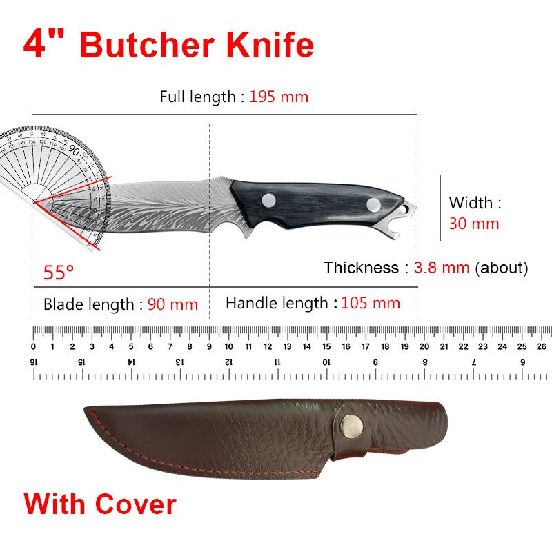 Damascus Boning Knife Kitchen Butcher's Knife with Wood Handle Premium Vegetable & Meat Cutter Tools Includes Protective Sheath