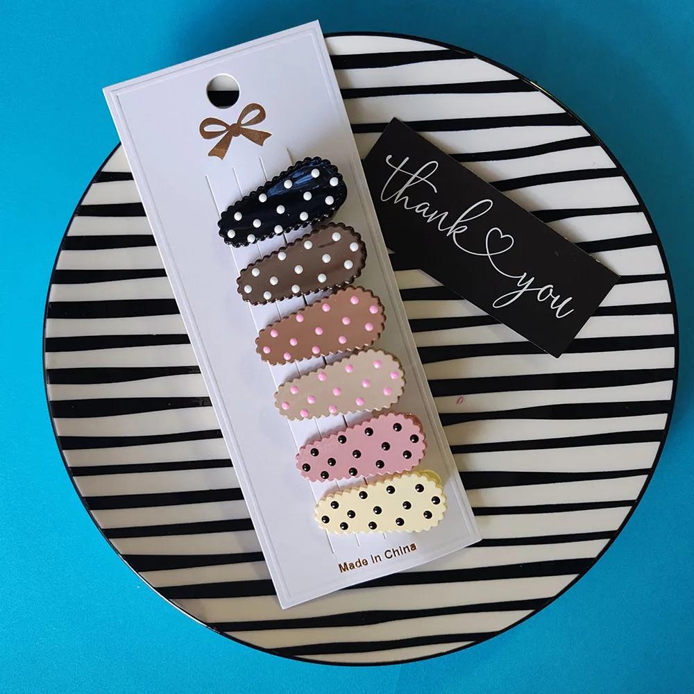 6pc European and American Cute Colorful Dot Hairpin Hair Side Clips for Girls Women Children Party Korean Hair Accessories