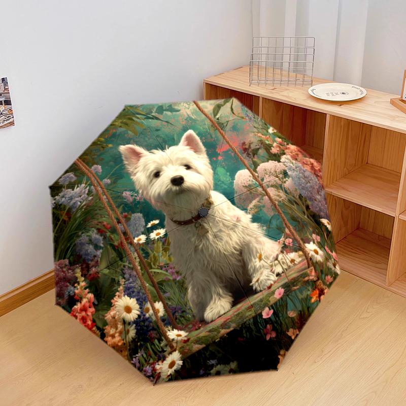 

1 PC Automatic Folding Umbrella - Cute dog Pattern, Portable & Foldable Design with 8 Ribs, Christmas Birthday Gifts