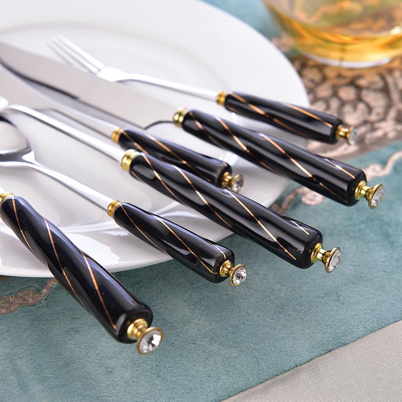 Western Cutlery Stainless Steel Ceramic Handle Knife & Spoon Set