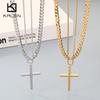 Double-Layer Stainless Steel Cross Pendant Necklaces for Men Metal Chain Religious Design Trendy Jewelry Daily Golden Accessory