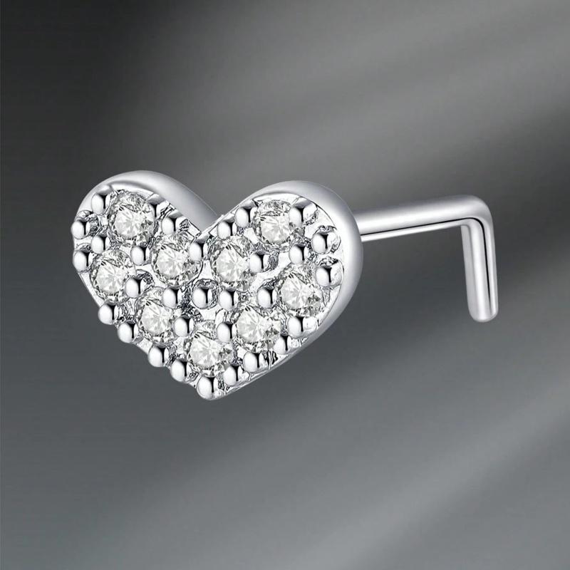 Argolas de Piercing de Nariz em L Coração Lua Fofo Zircônia Brilhante Cor Ouro Prata Piercing de Nariz Para Mulheres Meninas Joias de Narina