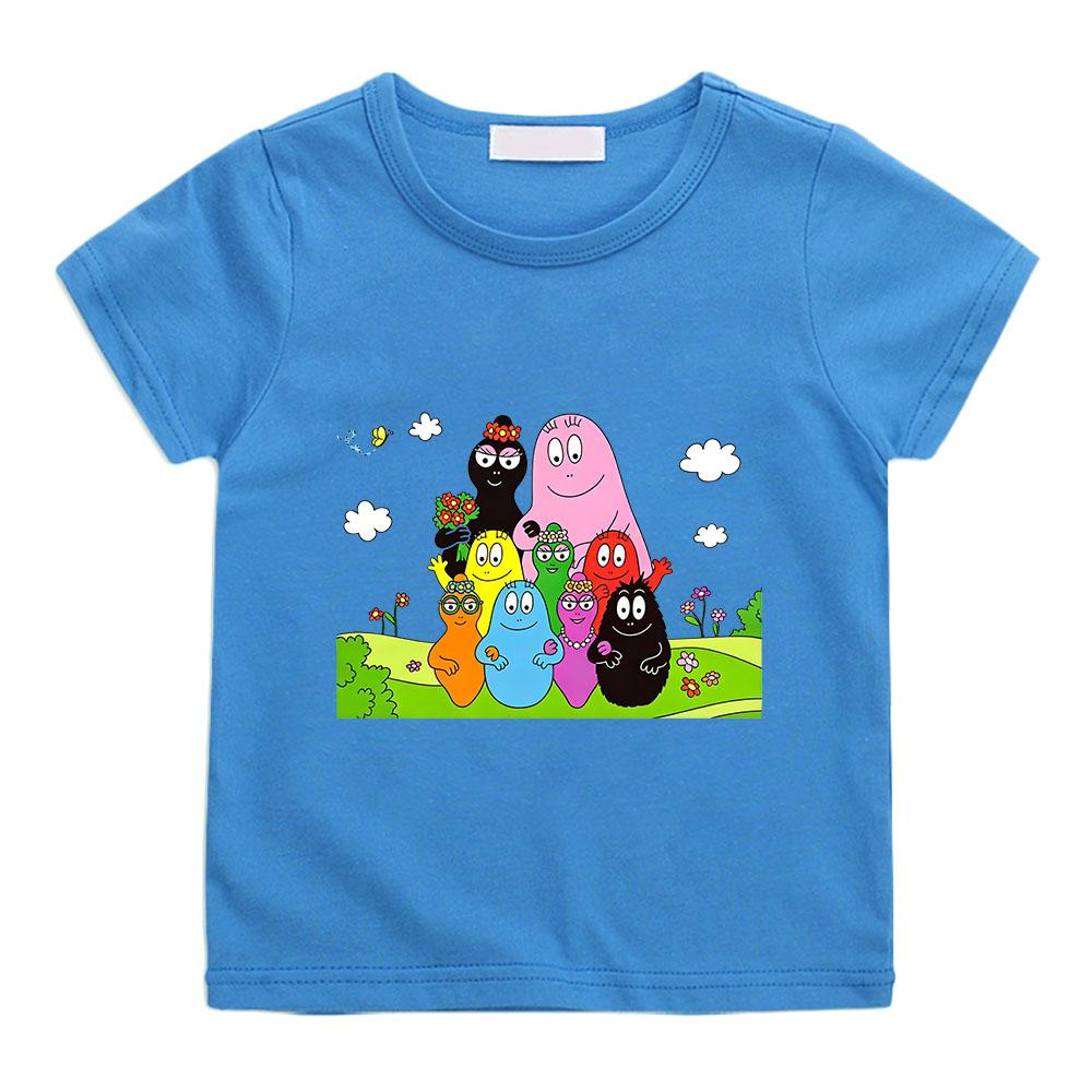 Barbapapa Cartoon Print Children's T-shirt 100%CottonTees 2-12Y Boys Girls Kawaii Short Sleeve Casual Kids Tops Summer Toddler