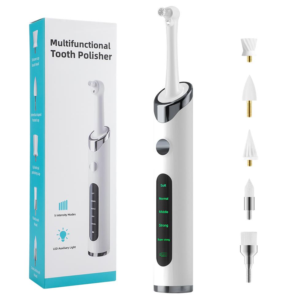 Tooth Polisher Rechargeable Teeth Polisher With 6 Brush Heads Tooth Whitening Kit For Cleaning Polishing Teeth Whitening Plaque