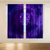Set Of 2 Curtains Featuring Dark Purple Lion Patterns Flowing Mist Glowing Eyes Showcasing Unique Fantasy Curtain Blackout Polyester