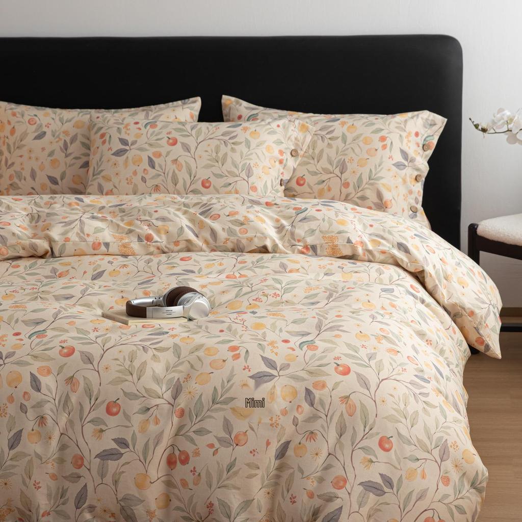 Pastoral A-Class Cotton Linen Buttoned Bedding Set: High-End, Skin-Friendly, Comfortable.