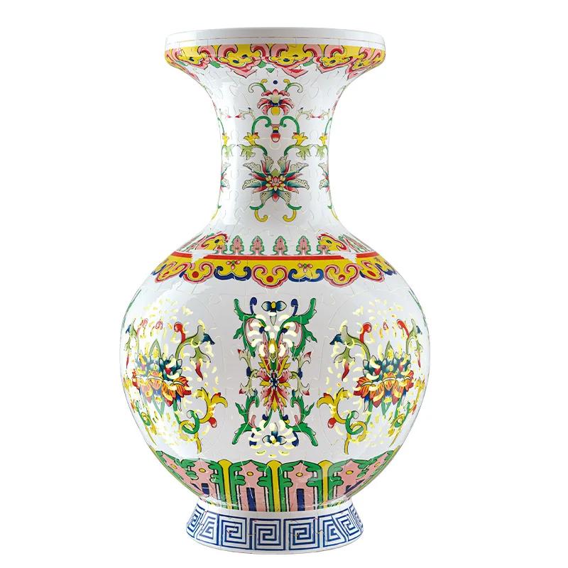 

Puzzle Flower Vase Light Porcelain Design DIY 3D Assembly Educational Toy Home Decoration House Arrangement Warming Gift Adults