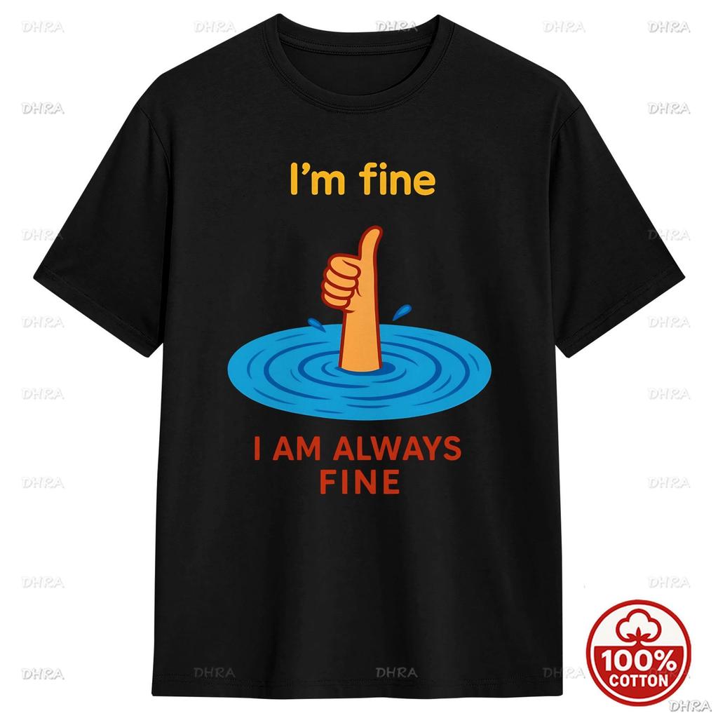 I Am Fine TShirt Summer Hipster Tees Unisex Soft Cotton All Season Loose Sport ONeck Funny Tees ShortSleeve Streetwear Tshirt