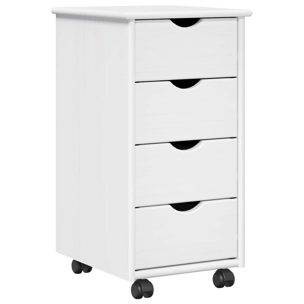 Mobile Cabinet with Casters White 34 x 39 x 65.5 cm Solid Pine Wood