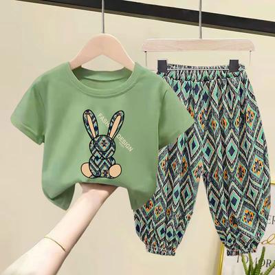 Set di abbigliamento per bambini Ragazzi Ragazze Estate Madre Abbigliamento per bambini T-shirt in cotone Maniche corte Pantaloni 2 pezzi Completo per bambini