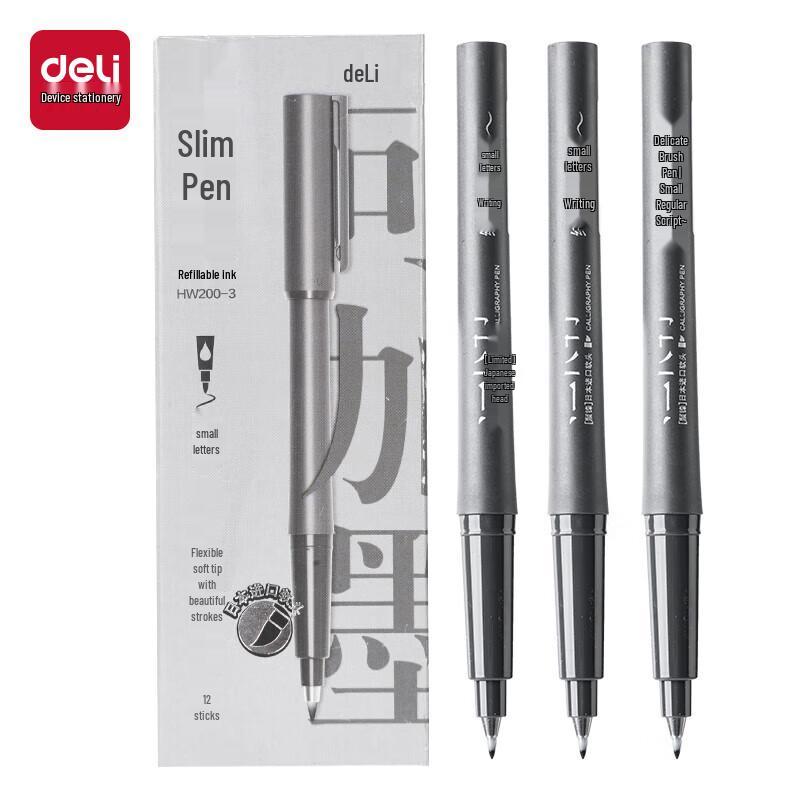 Deli HW200-3 Refillable Small Calligraphy Pen (2x12-Pack)