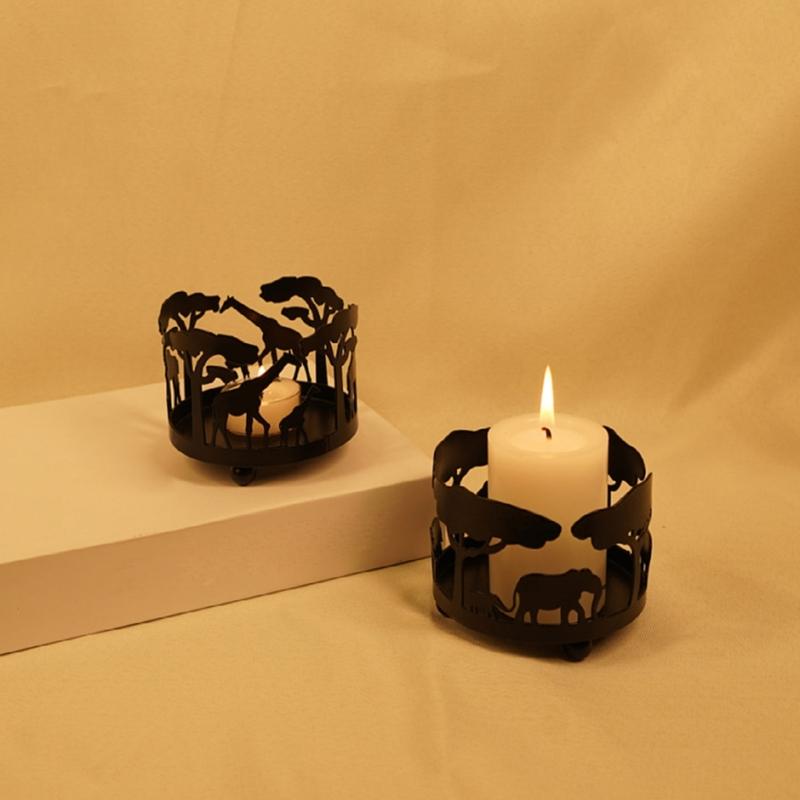 Stylish Black Candle Holder Exquisites Workmanship Giraffe Decoration for Home Creative Iron Candlestick, Animal Pattern
