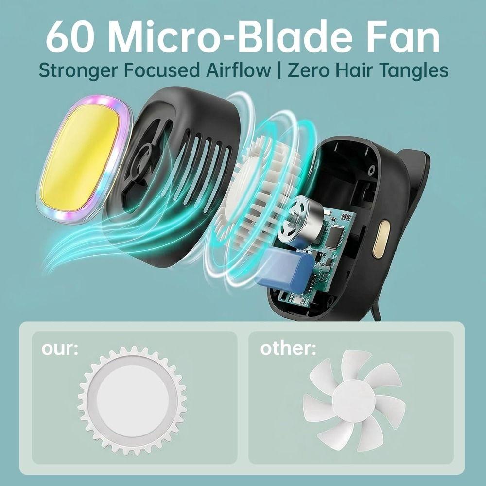 With Light Silent Mini Bladeless Electric Fan 3 Speeds Clip-on Fan New Air Cooler