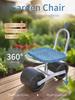 360° Drehbarer Gartenstuhl mit Rädern - Bequemer Verlängerter Kniehocker für Gartenarbeit & Outdoor-Aktivitäten