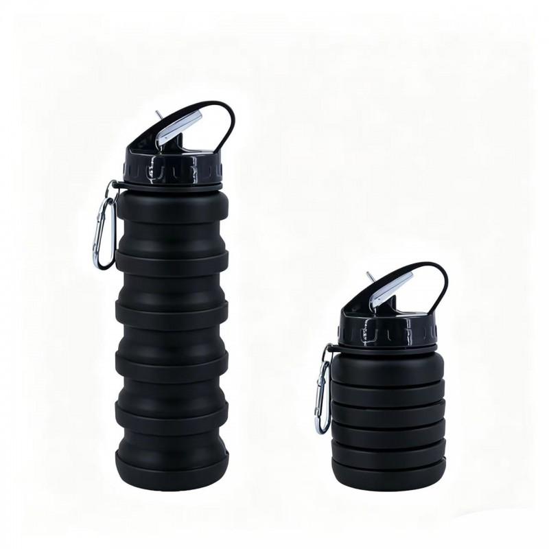 Portable Collapsible Silicone Travel Water Bottle 500ml Hiking Camping Gym Outdoor Sports
