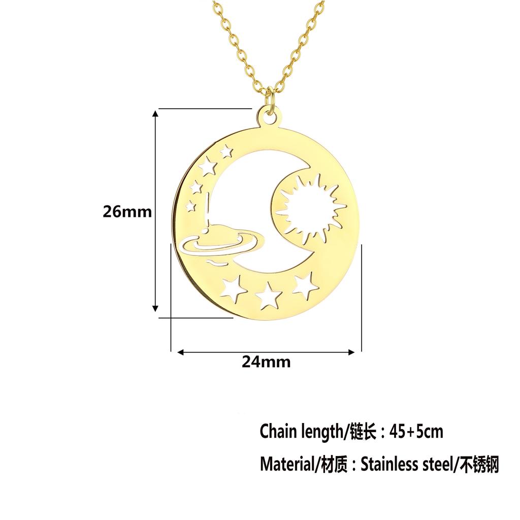 Kinitial Raindrop Cloud Whale Ghost Hand Flower Horse Meditation Moon Stainless Steel Pendant Necklace For Women Jewelry Gift