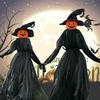 Halloween Holding Hands Witches Pumpkin Witches Light Up Witches With Scary Screaming Voice For Outdoor Decor