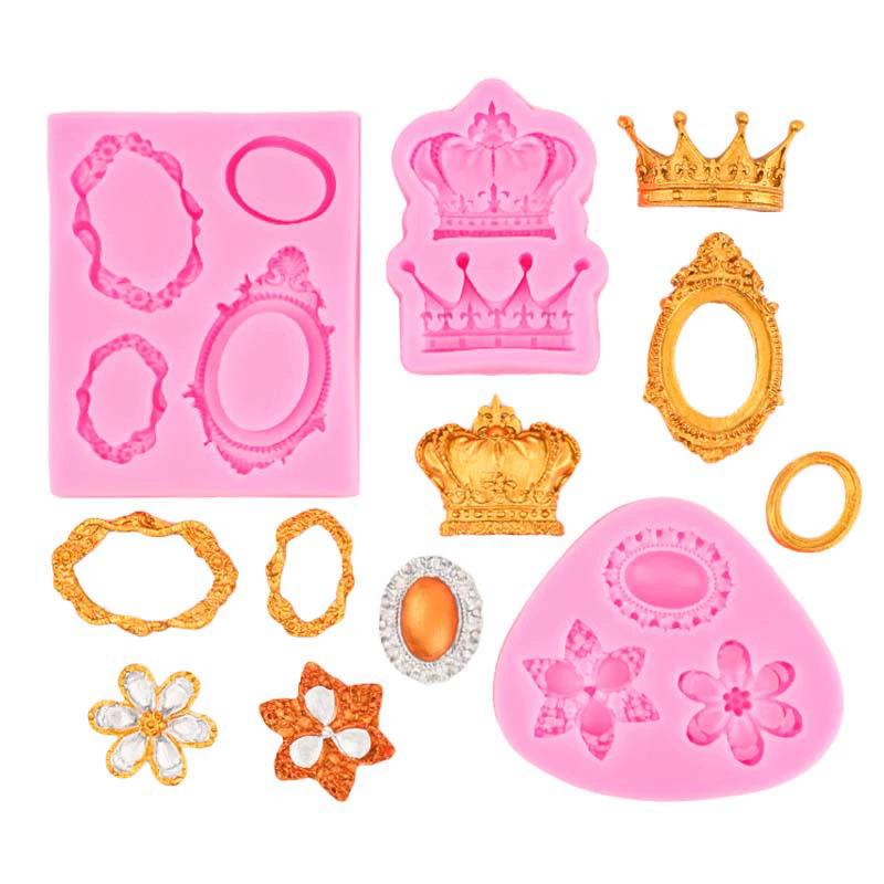 Po Rám Zrcadlo Šperky Koruna Silikonová Forma Pryskyřičné Nástroje Sugarcraft Košíček Pečící Forma Fondant Nástroje na Zdobení Dortů