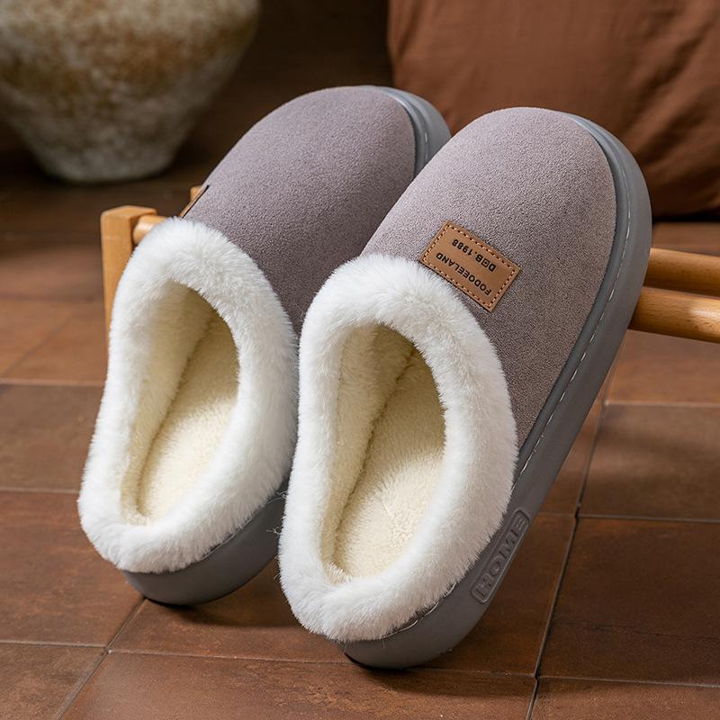 Simple Temperament Cotton Shoes Autumn and Winter Indoor Home Velvet EVA Sole, Couple Thick-soled Warm Cotton Slippers