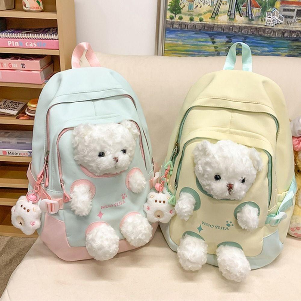 Cute Plush Bear Backpack Bear Doll Cute Schoolbag Cute Student School Bag Outdoor Use