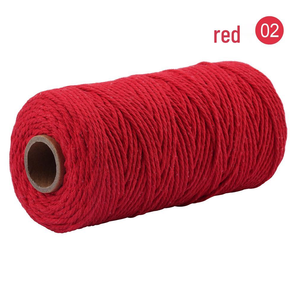 3mm Single-Color Cotton Rope for DIY Weaving - 2mm Thick Tapestry and Binding Thread