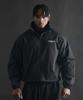 Phermenon Lockere Passform Nylon Windjacke Reißverschluss [Schwarz]