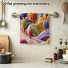 Colorful Fuzzy Hill Hand Towel, Quick Dry Absorbent Towel, Whimsy Pom-pom Tree Landscape Towel for Bathroom