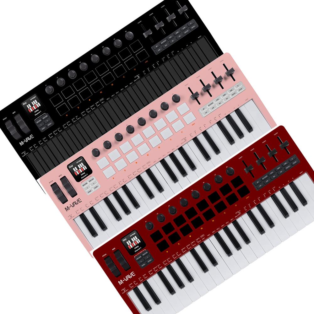 M-VAVE SMK-37 Pro MIDI Keyboard New Color Wireless All-in-One Synth Workstation 37 Sensitive Keys 16 Drum Pads Hardware Controls