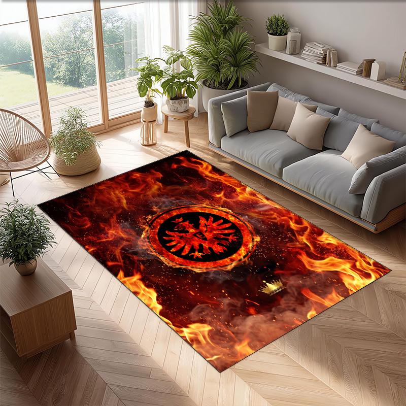 Eintracht Frankfurt Voetbal Print Kristal Fluweel Tapijt, Comfortabel Waterabsorberend Antislip Binnen Vloerkleed