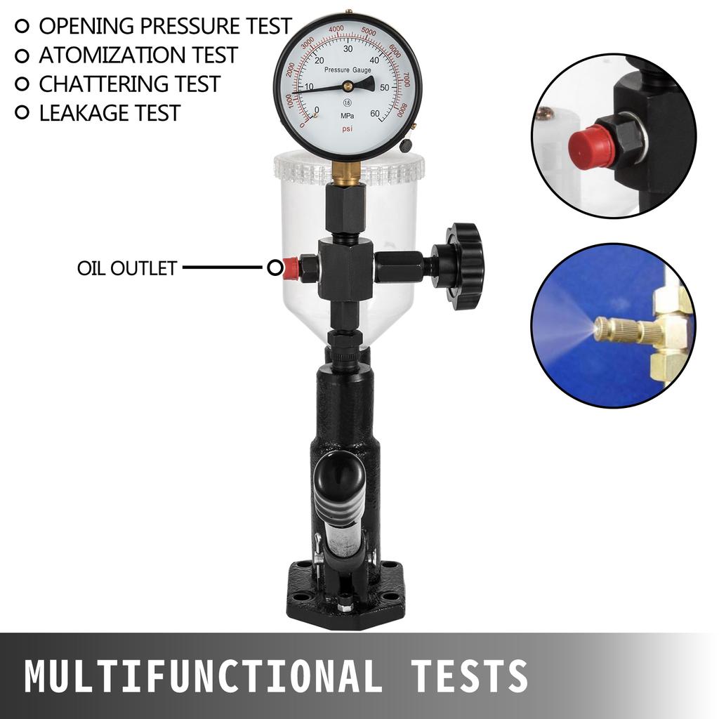 SucceBuy Diesel Fuel Injector Nozzles Tester with Scale Gauge Common Rail Pressure Tester Repair Tool for Automobiles Tractors