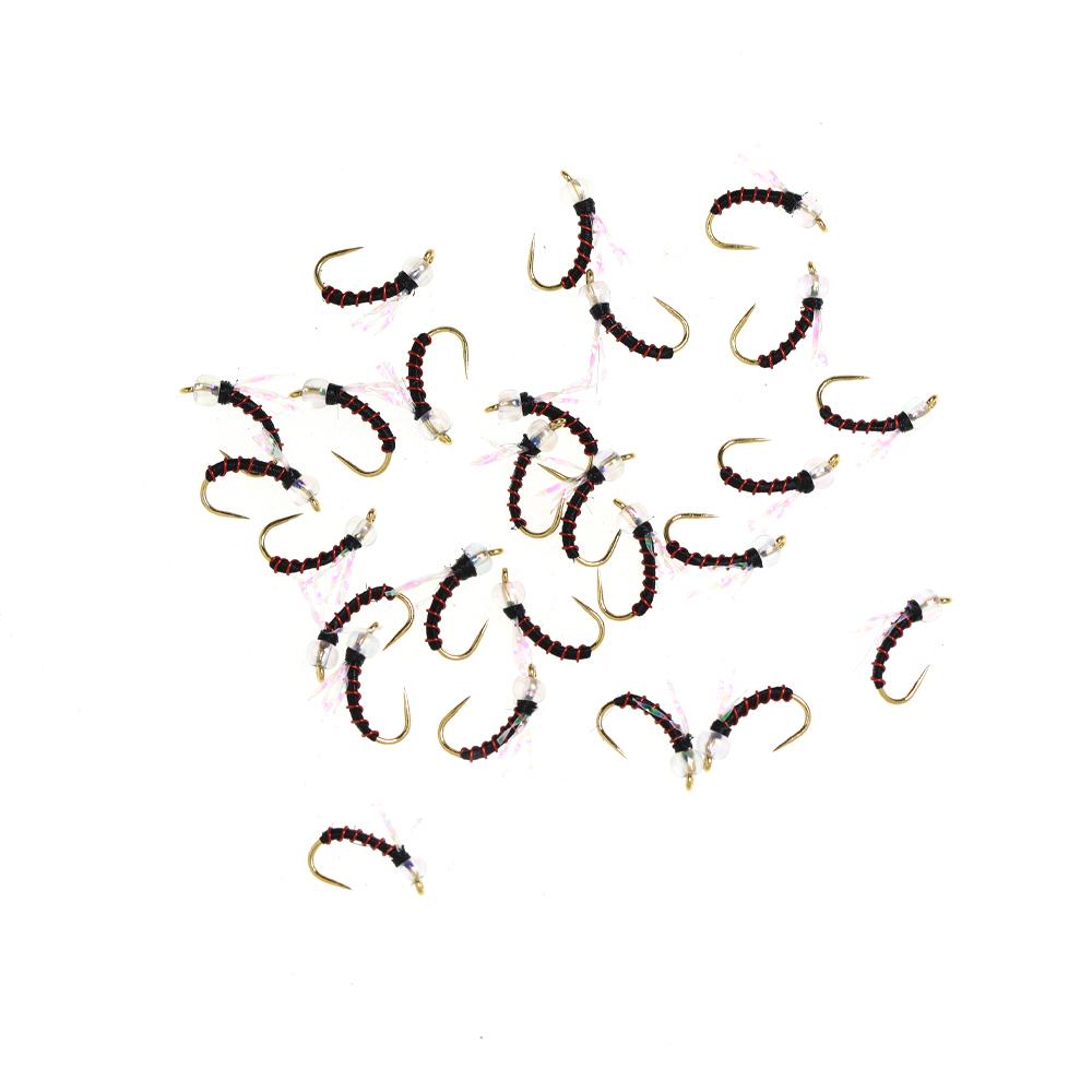 10 PIÈCES Nymphe Standard Midge pour la Pêche à la Mouche, Motif Truite pour Toute l'Année, Hameçon Doré sans Ardillon #16, Leurres d'Eau Douce pour la Pêche à la Mouche
