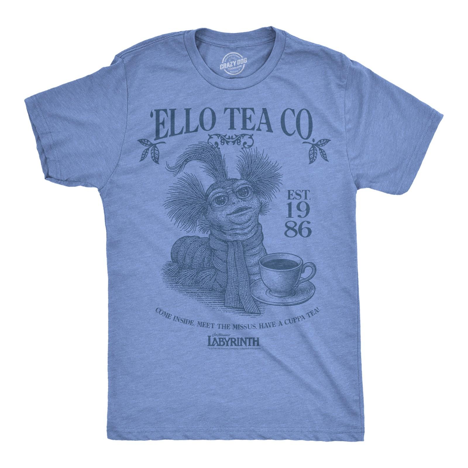 Mens Ello Tea Company Funny T Shirts Jim Henson s Labyrinth Worm Movie Tee For XL